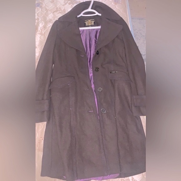 RETRO PROJEK RAW SILKY INTERIOR BUTTON UP WOOL COAT - Picture 1 of 6